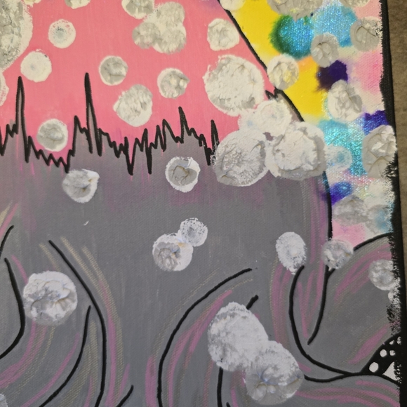 HANDCRAFTED Abstract Alien Painting HANDMADE Artwork HANDPAINTED Wall Art Decor - Picture 12 of 17